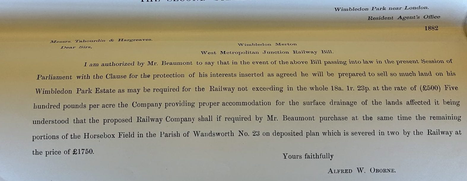 District Line - Crossing - Wimbldeon Park - Enabling Deed Wording