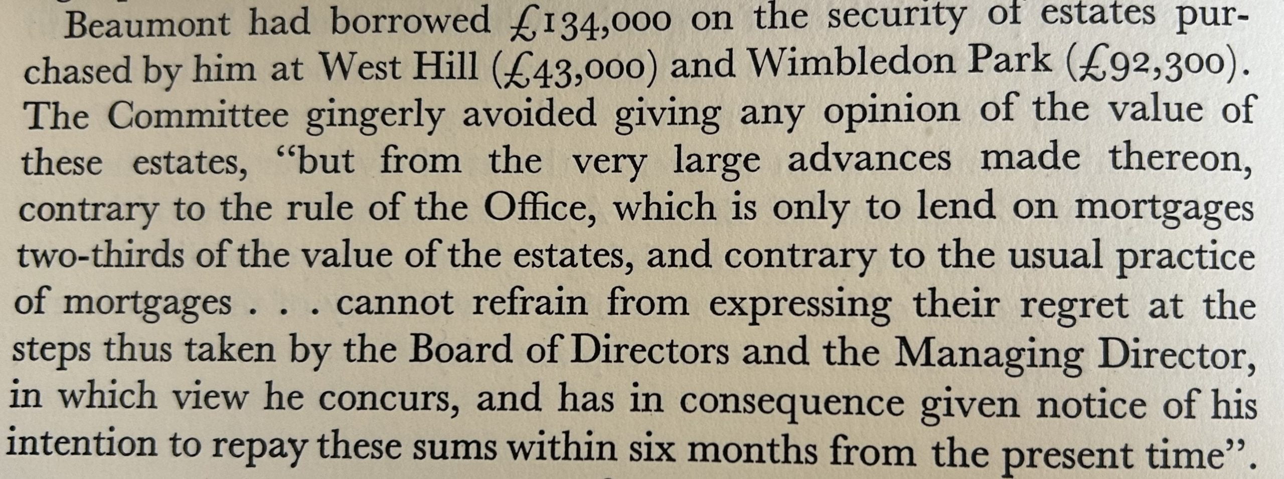 County Fire Office Wimbledon Park Estate Loans John Augustus Beaumont