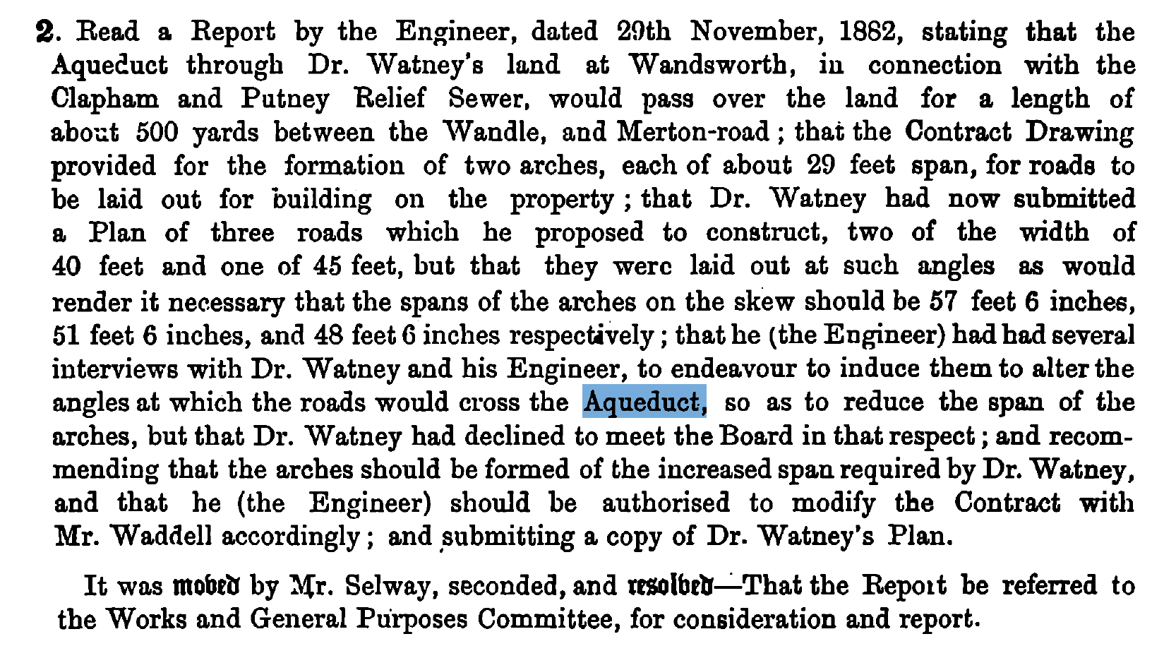 Wandsworth aqueduct design alteration
