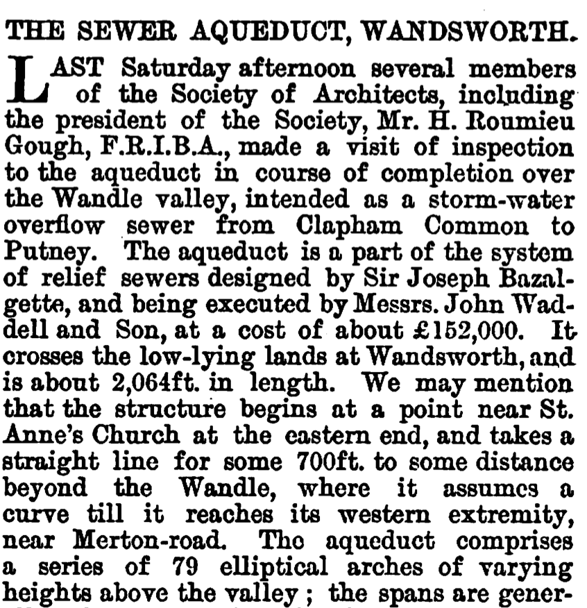 Wandsworth Aqueduct Completed 