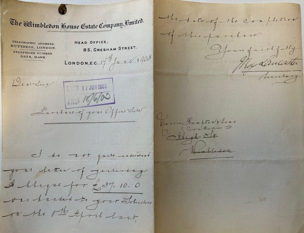 Hamptons have their second office 1903