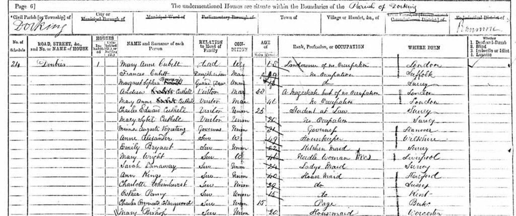 Denbies Census 1871